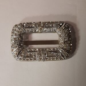 Elegant 1950's Vintage Art Deco Rhinestone Silvertone Enhancer